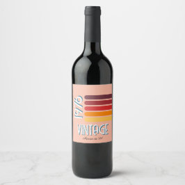 Etiqueta Para Botella De Vino Vintage 1976 Retro Stripe Sun 50 cumpleaños
