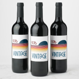 Etiqueta Para Botella De Vino Vintage 1976 Retro Stripe Sun 50 cumpleaños