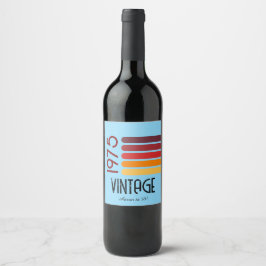 Etiqueta Para Botella De Vino Vintage 1976 Retro Stripe Sun 50 cumpleaños