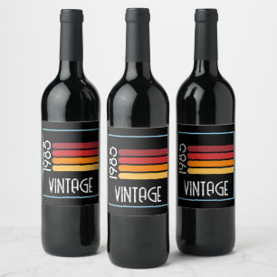Etiqueta Para Botella De Vino Vintage 1985 Retro Stripe Sun 40 cumpleaños