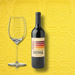 Etiqueta Para Botella De Vino Vintage 1986 Retro Stripe Sun 40th Birthday