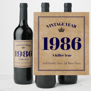 Etiqueta Para Botella De Vino Vintage 1986 – Un Año Asesino   Vino de 40 Cumplea