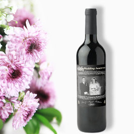 Etiqueta Para Botella De Vino Vintage 60° Aniversario Boda