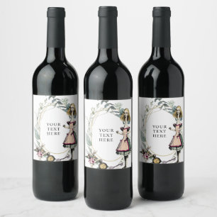 Etiqueta Para Botella De Vino Vintage Alicia en el País de las Maravillas 