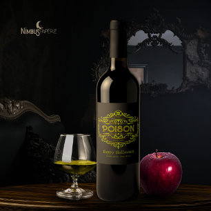 Etiqueta Para Botella De Vino Vintage Apothecary Halloween Veneno 