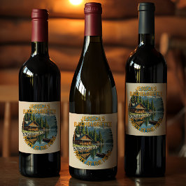 Etiqueta Para Botella De Vino Vintage Bachelorette Retro Lakeside Cabin Weekend