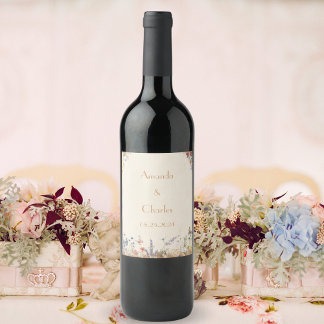 Etiqueta Para Botella De Vino Vintage Boho Butterfly Garden Wedding