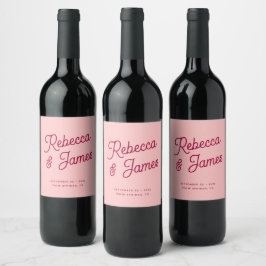 Etiqueta Para Botella De Vino Vintage Bold Retro Hot Pink Fuchsia Boda