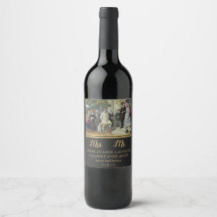Etiqueta Para Botella De Vino Vintage Bride and Groom Art