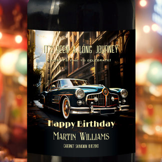 Etiqueta Para Botella De Vino Vintage Car Birday
