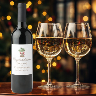 Etiqueta Para Botella De Vino Vintage Christmas Bell Minimalista Boda de vacacio