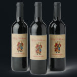 Etiqueta Para Botella De Vino Vintage Christmas Old World Santa Claus<br><div class="desc">Etiqueta de una botella de vino con un viejo Navidad de la época de Santa Claus. El clásico santa del viejo mundo, con su famoso abrigo rojo y llevando una bolsa llena de juguetes. Este Santa de la vieja usanza es delgado y tiene un bastón para caminar por la tierra...</div>