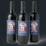 Etiqueta Para Botella De Vino Vintage Christmas Santa dice Feliz Navidad<br><div class="desc">Este diseño folclórico Navidad presenta un anticuado Santa Claus similar a un poster reclutador que dice: "Te quiero". Este diseño rojo, blanco y azul dice: "Una noche sólo Santa Claus del Polo Norte. Quiero que digas Feliz Navidad". Gran diseño para todo aquel que ame el folklore de los Navidades, Santa...</div>