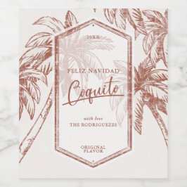 Etiqueta Para Botella De Vino Vintage Coquito Tropical Palm Tree