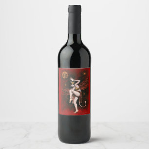 Etiqueta Para Botella De Vino Vintage Dancing Devil Lady Wine Lable