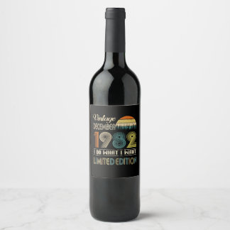 Etiqueta Para Botella De Vino Vintage diciembre 1982 What I Want Limited Edition