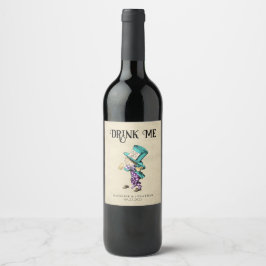 Etiqueta Para Botella De Vino Vintage Drink Me Dark Mad Hatter Wine