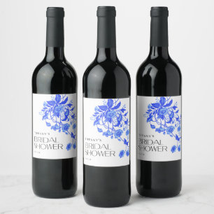 Etiqueta Para Botella De Vino Vintage French Toile Floral Bridal Shower