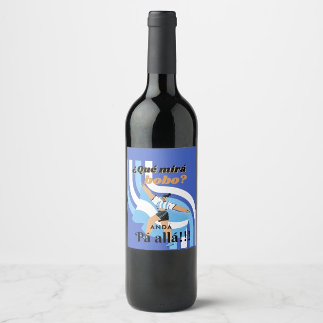 Etiqueta Para Botella De Vino Vintage Funny Messi Argentina Que Mira Bobo (Anverso)
