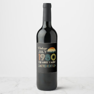 Etiqueta Para Botella De Vino Vintage Julio 1980 What I Want Limited Edition