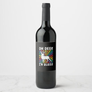 Etiqueta Para Botella De Vino Vintage Oh Deer I'm Queer Pride LGBT Gay Lesbian  