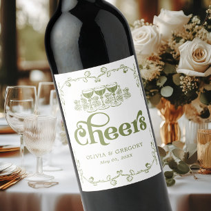 Etiqueta Para Botella De Vino Vintage Olive Green Antique Frame Chepers