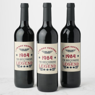 Etiqueta Para Botella De Vino Vintage personalizado 40 regalos de cumpleaños roj