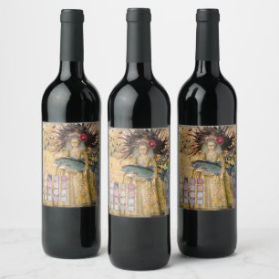 Etiqueta Para Botella De Vino Vintage Pisces Woman Gothic Classic