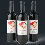 Etiqueta Para Botella De Vino Vintage Red Merry Christmas Santa Claus<br><div class="desc">Vintage Red Merry Christmas Santa Claus Wine Label . Agregue su propio texto a la plantilla,  como desee.</div>