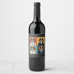 Etiqueta Para Botella De Vino Vintage Rerto Beagle Dog Gafas de sol estilo 70