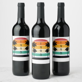 Etiqueta Para Botella De Vino Vintage retro Stripe Sunset de 1995