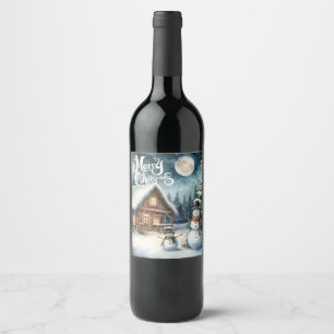 Etiqueta Para Botella De Vino Vintage/Rustic/Snowman/Navidades