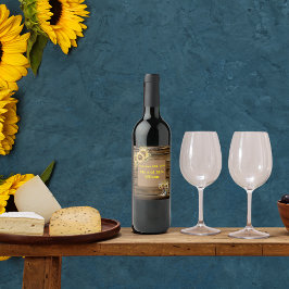 Etiqueta Para Botella De Vino Vintage Rustic Sunflowers Country Wedding
