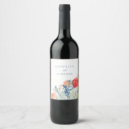 Etiqueta Para Botella De Vino Vintage Watercolor Florals Boho Garden Wedding
