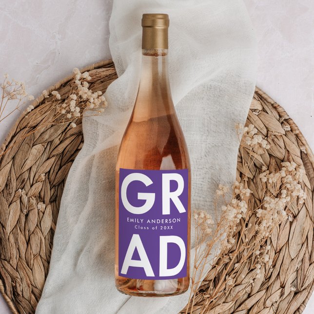 Etiqueta Para Botella De Vino Violeta | Graduación negrita (Subido por el creador)