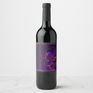 Etiqueta Para Botella De Vino Violetas Moradas Luminosas Bodas Modernas