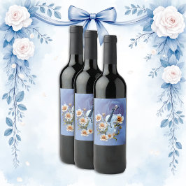 Etiqueta Para Botella De Vino Violín blanco con flores - Música elegante y natur
