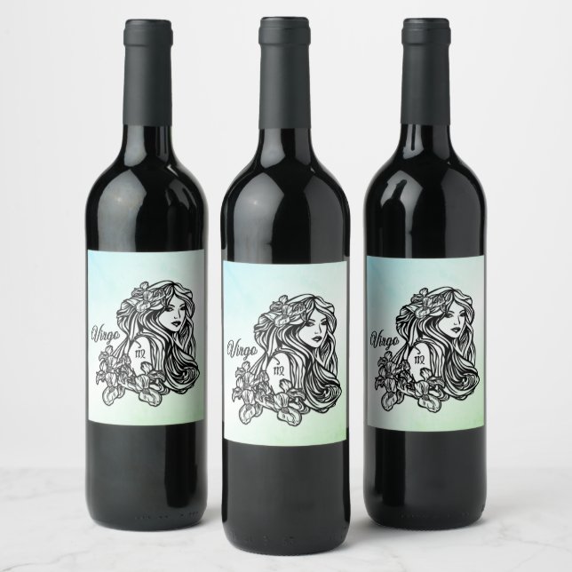 Etiqueta Para Botella De Vino Virgo El Verde Virgen Zodiaco (Botellas)
