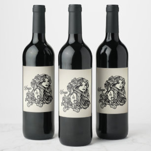 Etiqueta Para Botella De Vino Virgo La Virgen Zodíaco Dorado