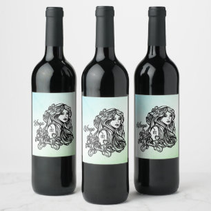 Etiqueta Para Botella De Vino Virgo La Virgen Zodíaco Verde