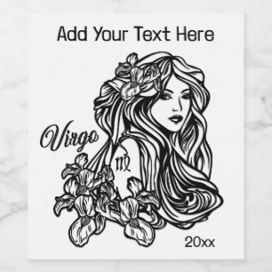 Etiqueta Para Botella De Vino Virgo La Virgen Zodiaco Vidrio Texto Parte Superio