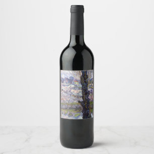Etiqueta Para Botella De Vino Vista de Van Gogh de Arles Huertos en Flor Impresi