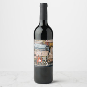 Etiqueta Para Botella De Vino Vista desde arriba de las coloridas fachadas de lo