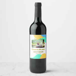 Etiqueta Para Botella De Vino vitoreo por los 50 años de amor es dulce retro