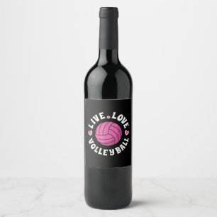 Etiqueta Para Botella De Vino Vive Ama el Voleibol Para Mujeres Chicas Voleibol