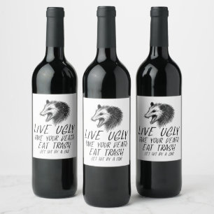 Etiqueta Para Botella De Vino Vivir Falso Falso Tu Muerte Comer Basura Graciosa