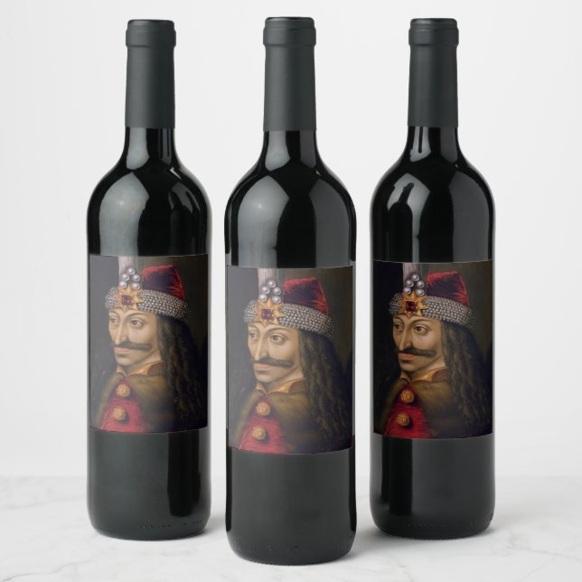 Etiqueta Para Botella De Vino Vlad tepes Impaler Voivode historiador de retratos (Botellas)