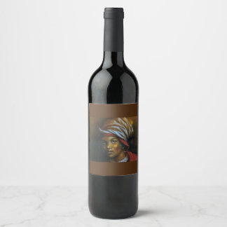ETIQUETA PARA BOTELLA DE VINO VODOU MAMBO GODDESS CECILE FATIMA