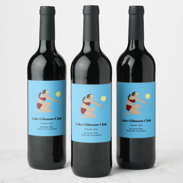 Etiqueta Para Botella De Vino Voleibol playa (Botellas)