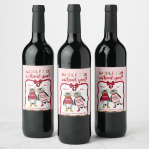 Etiqueta Para Botella De Vino ¿Waddle Que Hago Sin Ti? Navidades de la pareja cu